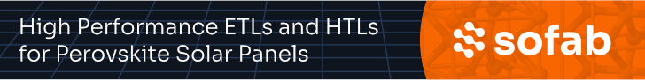 Sofab Inks - high performance ETLs and HTLs for perovskite solar panels