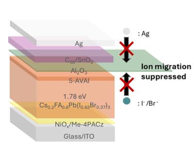 Functionalized perovskite enables ALD growth of a compact and uniform ion migration barrier image